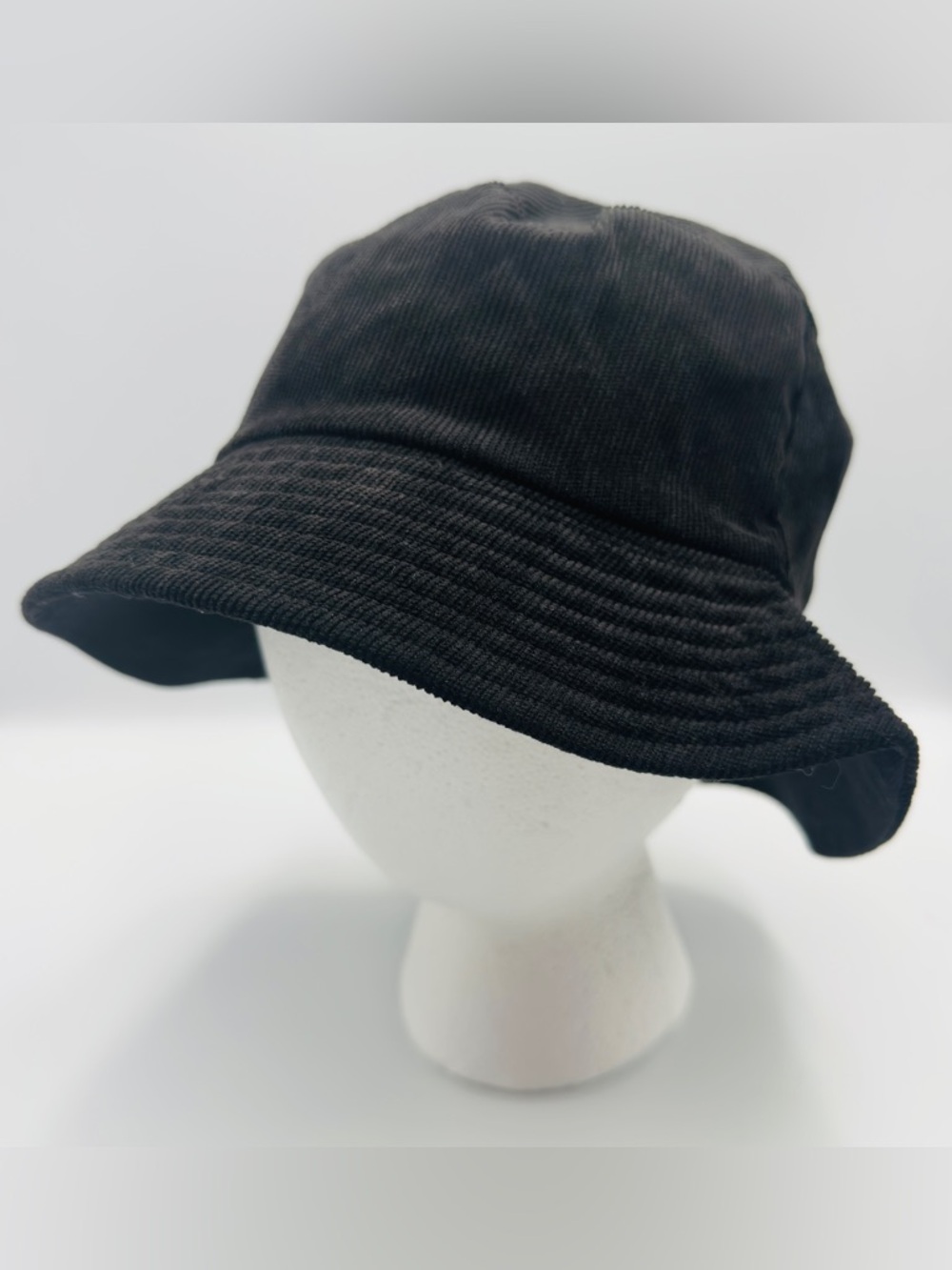Women's Black Corduroy Bucket Hat Retro Boho Style